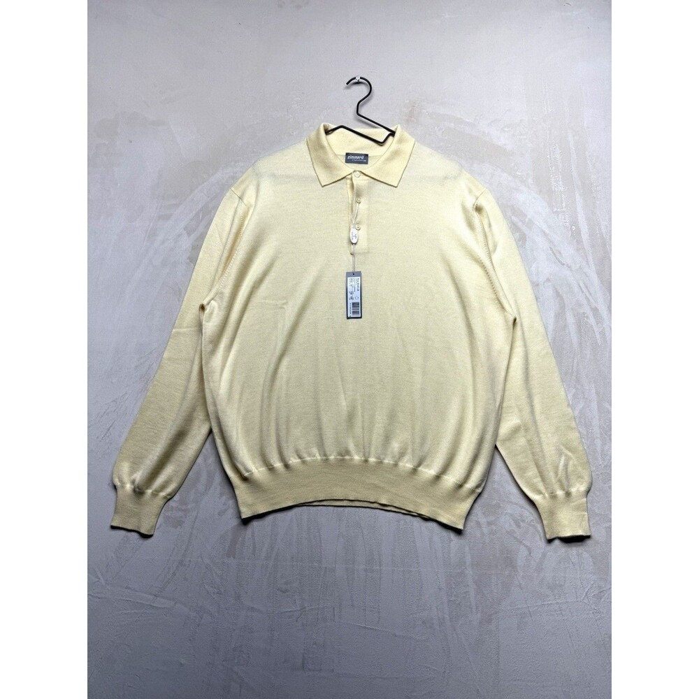 NWT Zimmerli Virgin Wool Polo Sweater Mens 3XL Yellow 100% Merino Made In Italy